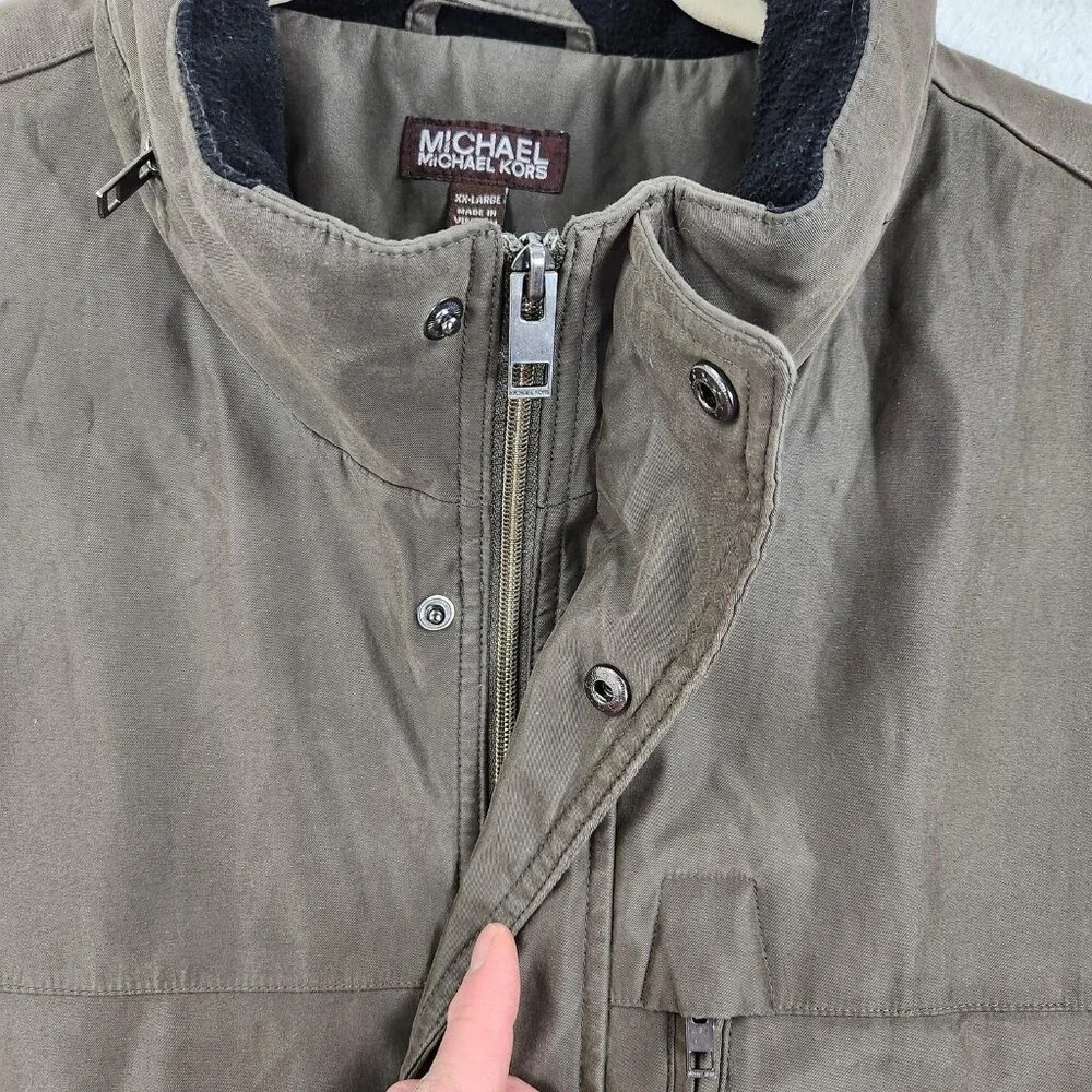 Michael Kors Jacket Mens 2XL Green Packable Hood Full Zip Classic Casual Outdoor